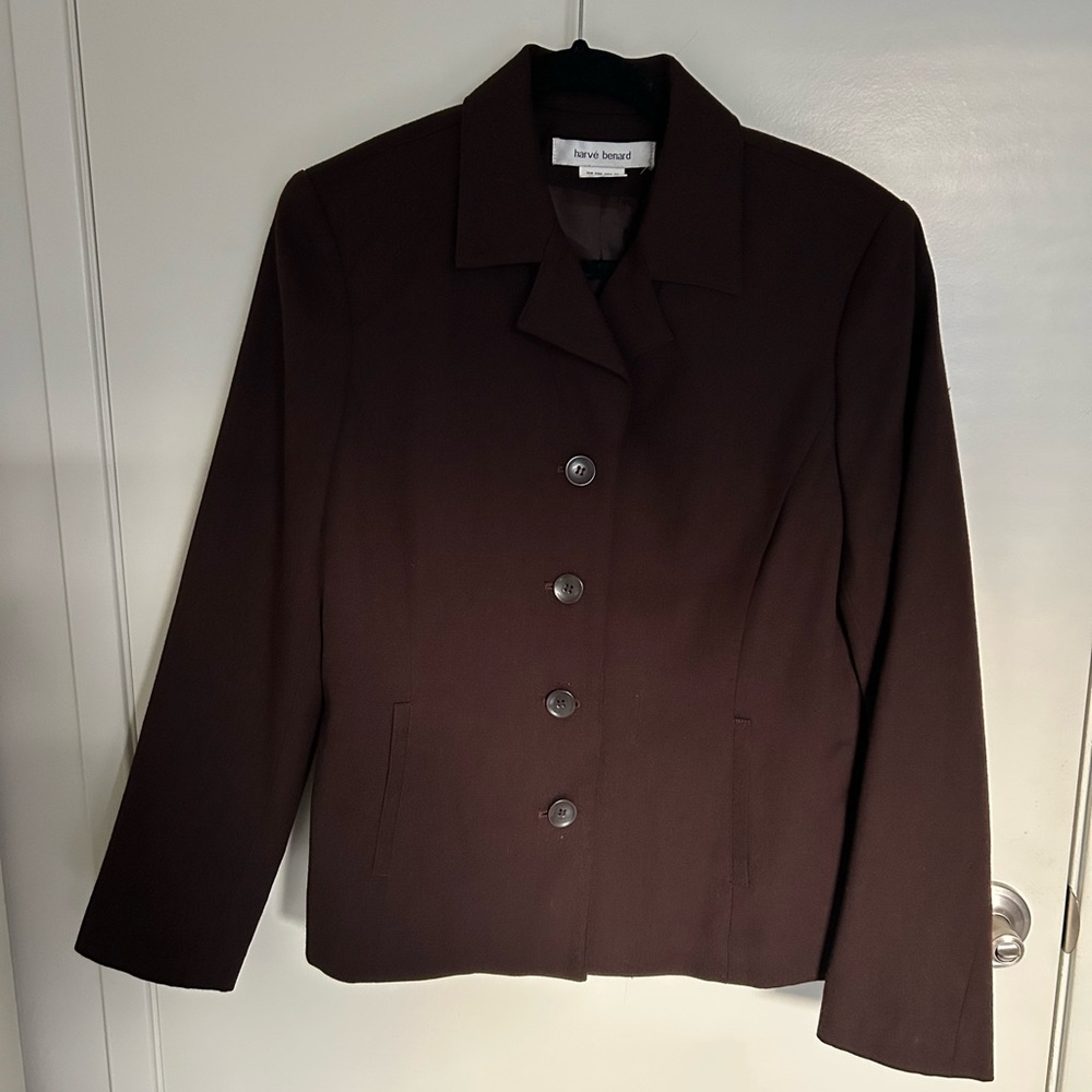 Harve Bernard, Brown Button-Up Wool Women's Jacket, Size 10